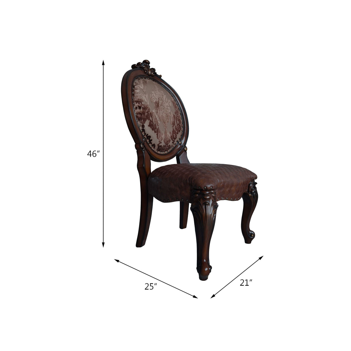 Versailles side chair set of 2 in cherry wood with carved crest and damask upholstery on Tampa Home & Garden Store