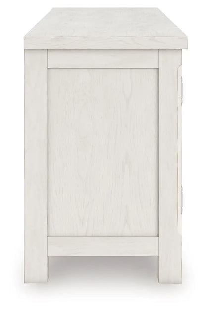 Robbinsdale Extra Large TV Stand antique white by Unique Piece Furniture with panel door on Tampa Home & Garden Store