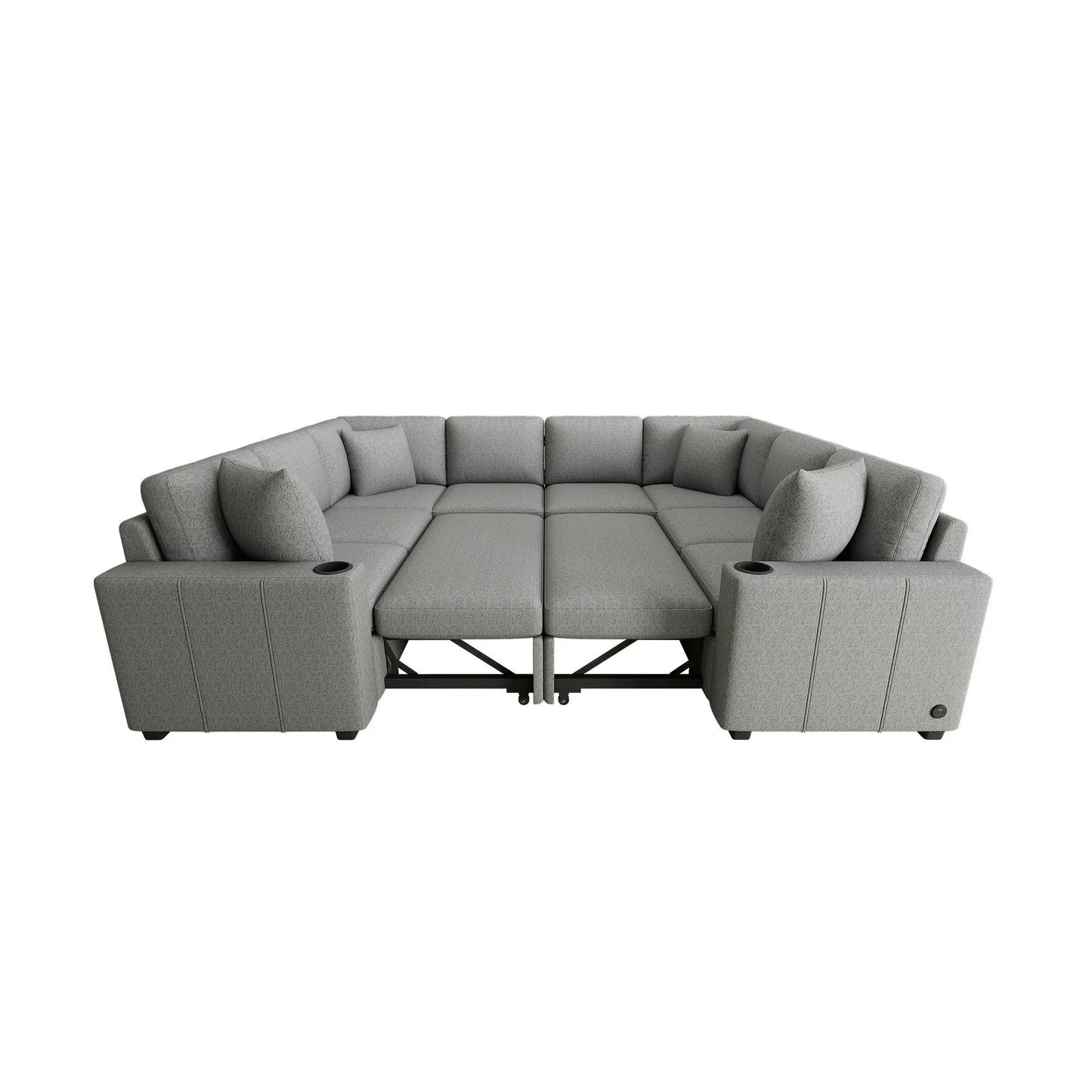 Grey U-shaped sectional sofa with cup holders by Unique Piece Furniture on Tampa Home & Garden Store
