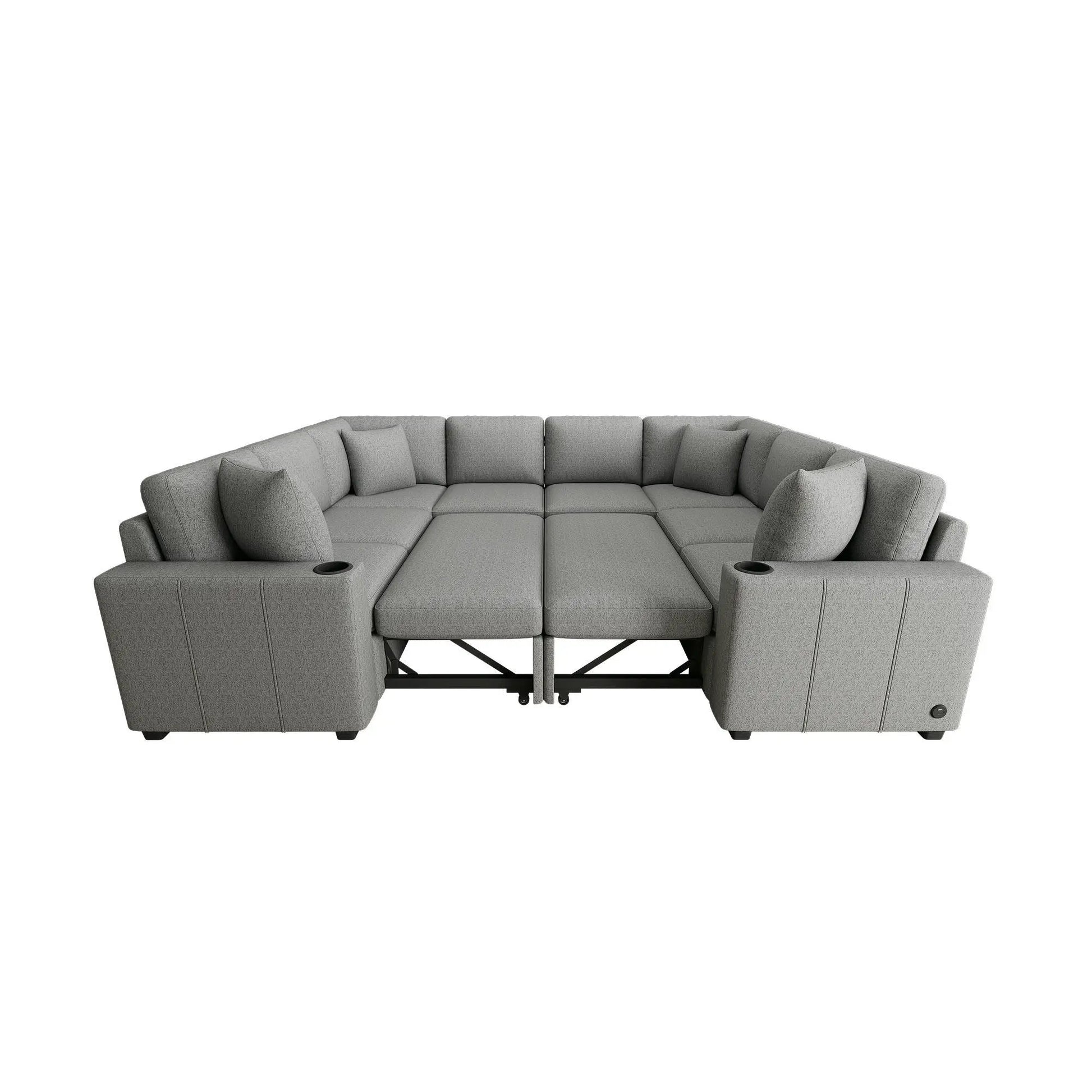 Grey U-shaped sectional sofa with cup holders by Unique Piece Furniture on Tampa Home & Garden Store