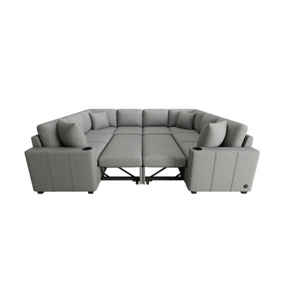 Grey U-shaped sectional sofa with cup holders by Unique Piece Furniture on Tampa Home & Garden Store