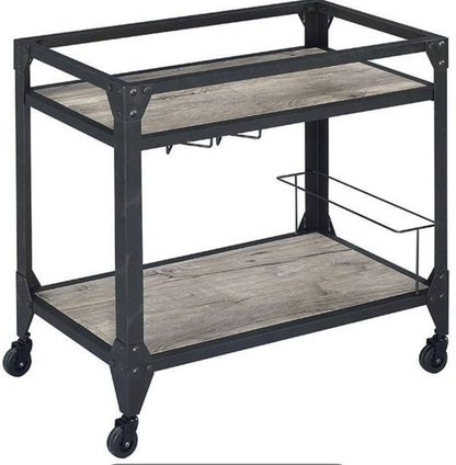 Jorgensen Serving Cart with Storage oak shelves charcoal frame cart on casters HouseOfZazla on Tampa Home & Garden Store