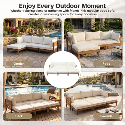 Topmax 6 Piece Acacia Wood Patio Sofa Set