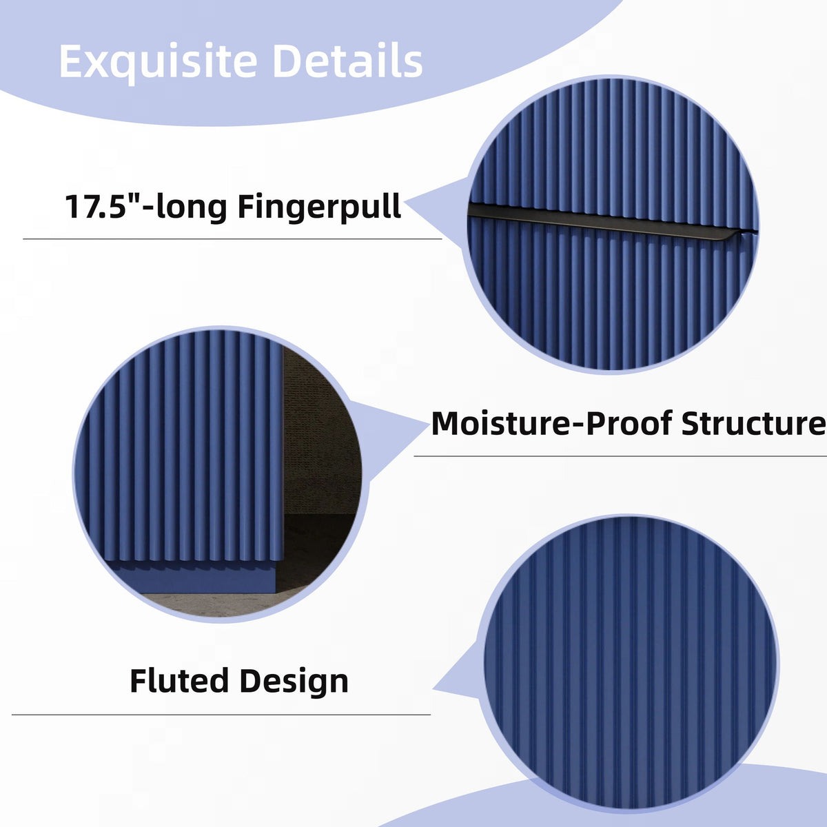 Fluted Bathroom Vanity and Ceramic Sink Unit by HouseOfZazla with 17.5 inch fingerpull on Tampa Home & Garden Store
