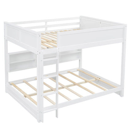 Bunk bed with storage cabinets and USB ports, white frame, shelves and ladder HouseOfZazla on Tampa Home & Garden Store