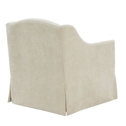 Skirted swivel accent chair beige fabric with curved back HouseOfZazla on Tampa Home & Garden Store