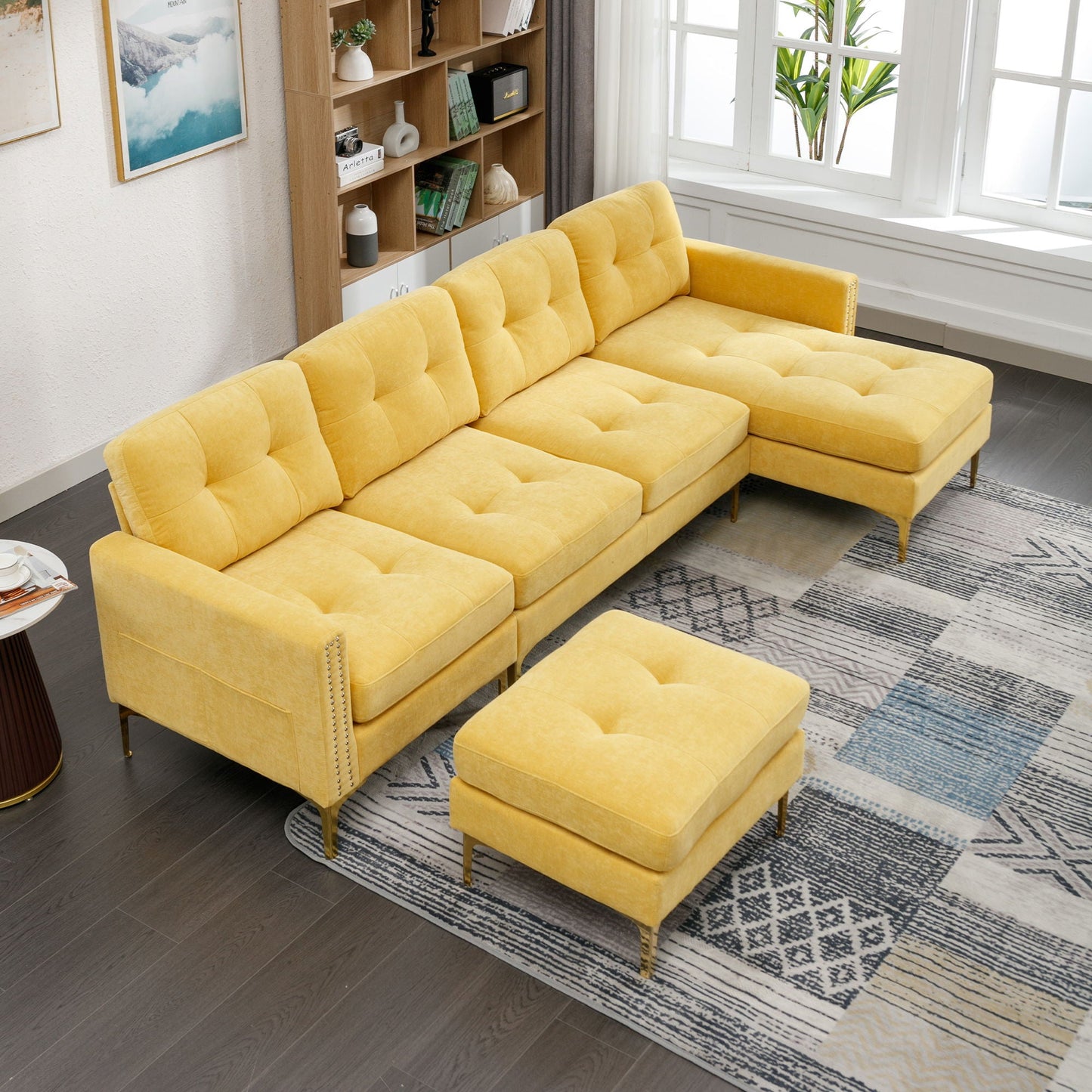 Modern Convertible Sectional Sofa and Ottoman
