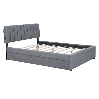 Upholstered Platform Bed With Trundle System