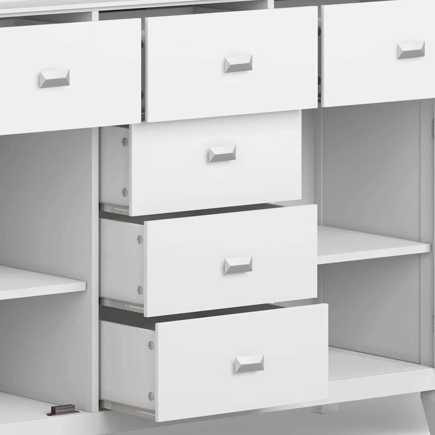 Artisan Handcrafted Sideboard Buffet, white finish with open drawers by Unique Piece Furniture on Tampa Home & Garden Store
