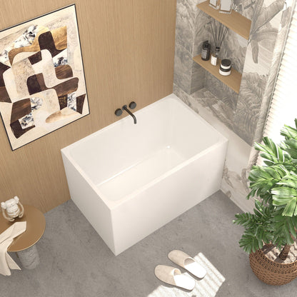 Modern white acrylic bathtub by HouseOfZazla with matte black faucet in chic bath on Tampa Home & Garden Store