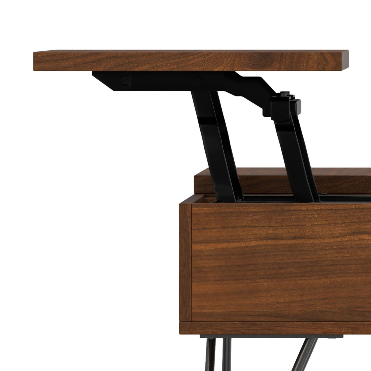 Square lift-top coffee table in walnut with hidden storage and metal frame by HouseOfZazla on Tampa Home & Garden Store