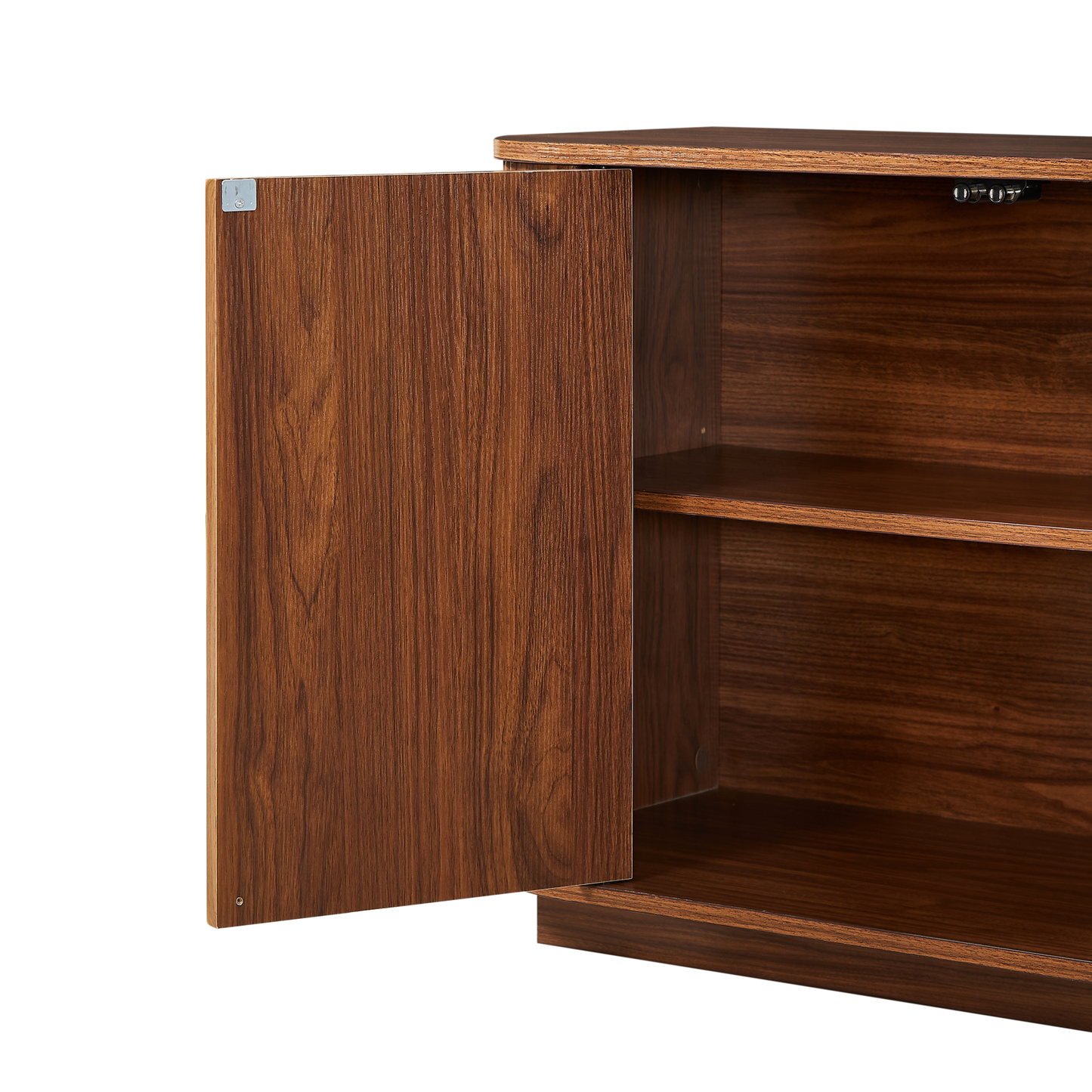 Sideboard storage cabinet TV stand HouseOfZazla walnut finish with open door on Tampa Home & Garden Store