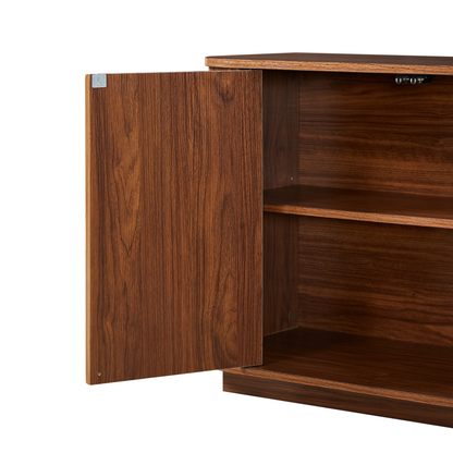 Sideboard storage cabinet TV stand HouseOfZazla walnut finish with open door on Tampa Home & Garden Store