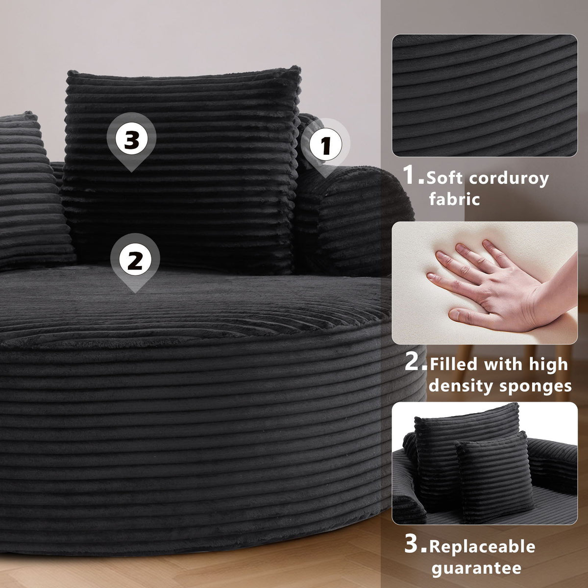 Round Sofa Bed and Pillows for the Living Room