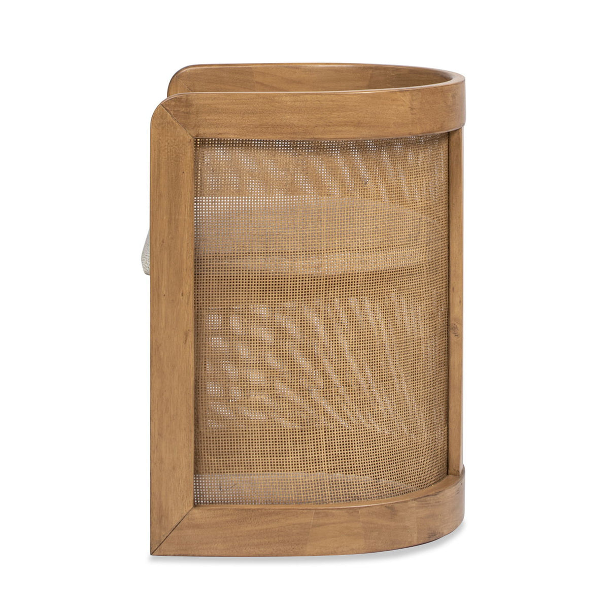 Curved wood dining arm chair with woven cane back, HouseOfZazla, White Pepper style on Tampa Home & Garden Store