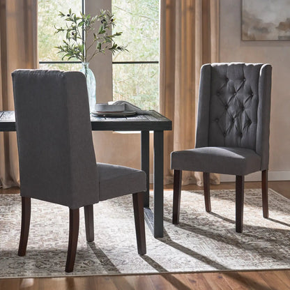 HouseOfZazla Sophisticated Tufted Dining Chair with High Back design, gray fabric, set of 2 on Tampa Home & Garden Store