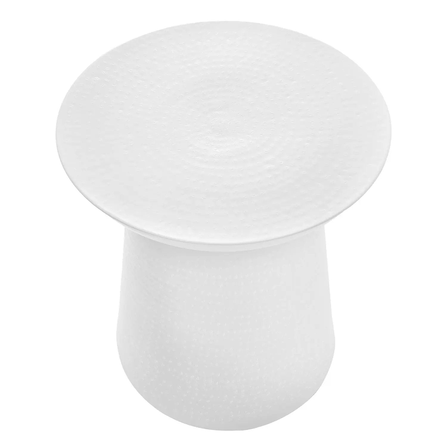 Drum Accent Side Table white hammered texture round top with pedestal base on Tampa Home & Garden Store