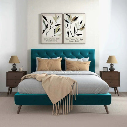 Dillon a Soft Mid Century Platform Bed Frame