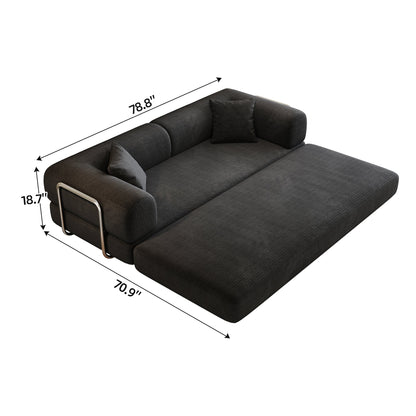 HouseOfZazla black corduroy compression sofa bed with pillow back and armrest for living room on Tampa Home & Garden Store