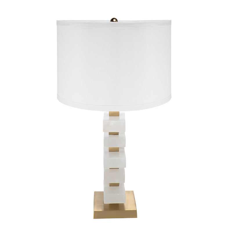 Table lamp D15x26.7 White Alabaster Slab with stacked blocks and gold accents by HouseOfZazla on Tampa Home & Garden Store