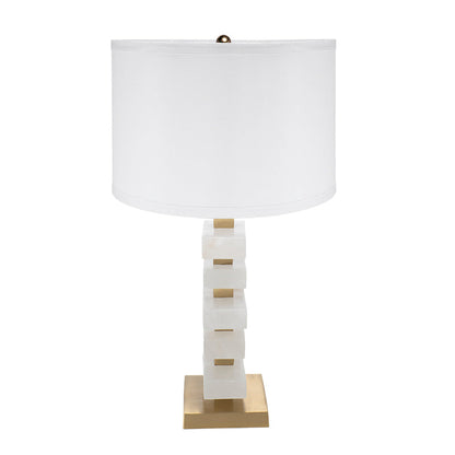 Table lamp D15x26.7 White Alabaster Slab with stacked blocks and gold accents by HouseOfZazla on Tampa Home & Garden Store
