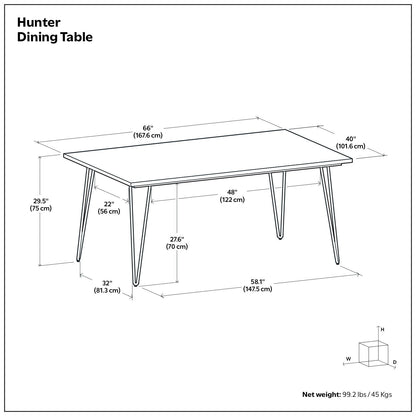 Square Mango Wood Dining Table with Hairpin Legs by HouseOfZazla, 66in L x 40in W, 29.5in H on Tampa Home & Garden Store