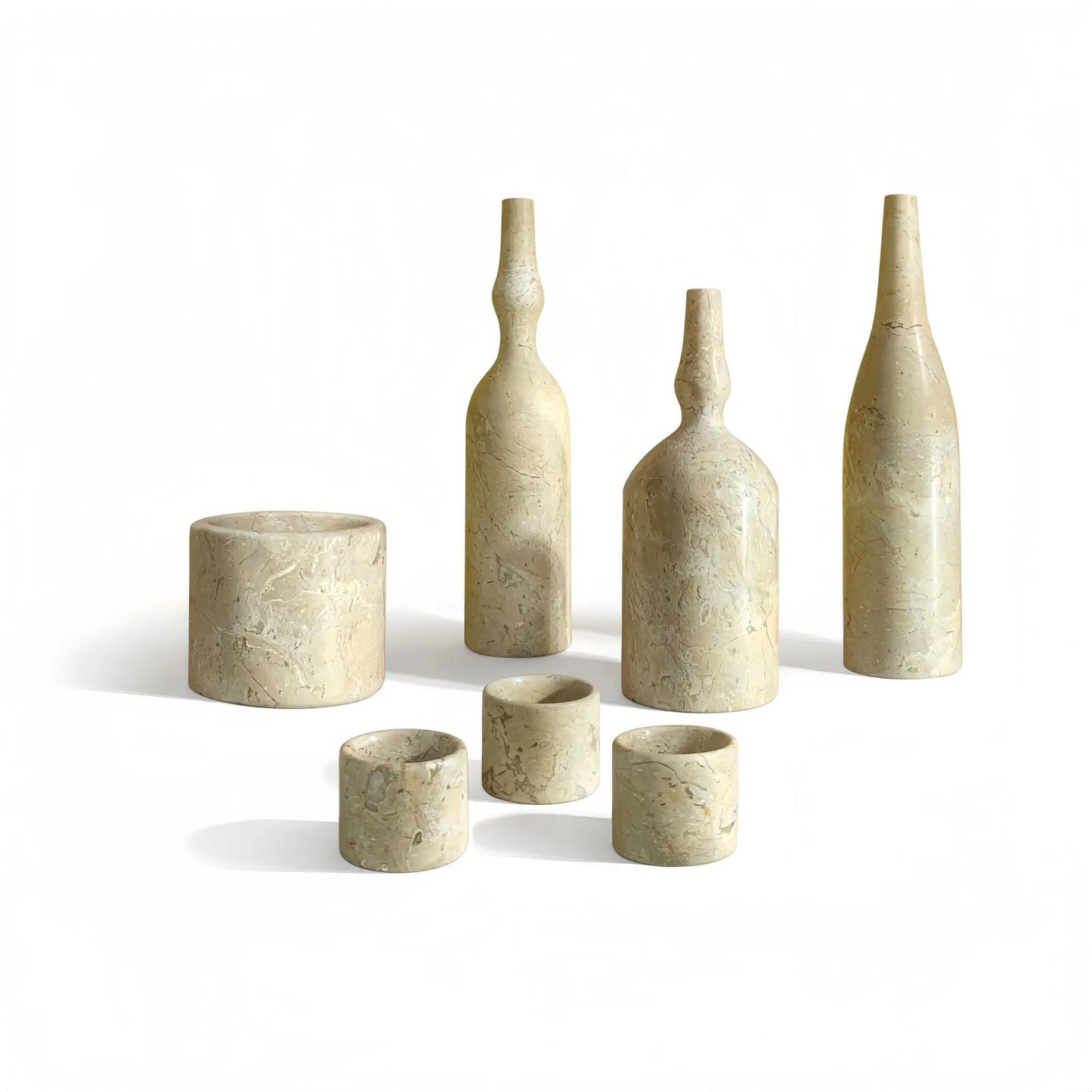 7-Piece marble table accessories set with tall vases and bowls Unique Piece Furniture on Tampa Home & Garden Store