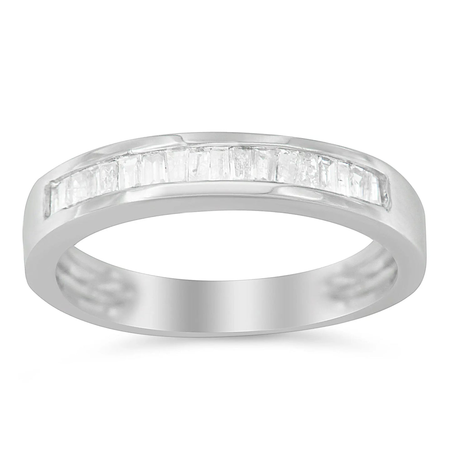 Sterling silver 1/3 ct tw baguette-cut diamond channel-set stackable wedding ring on Tampa Home & Garden Store