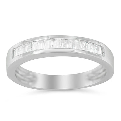 Sterling silver 1/3 ct tw baguette-cut diamond channel-set stackable wedding ring on Tampa Home & Garden Store