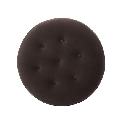 Yolanda 24in Round Upholstered Accent Ottoman in deep brown velvet by HouseOfZazla on Tampa Home & Garden Store