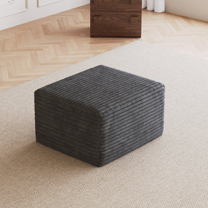 Dark Grey Corduroy Ottoman for the Living Room