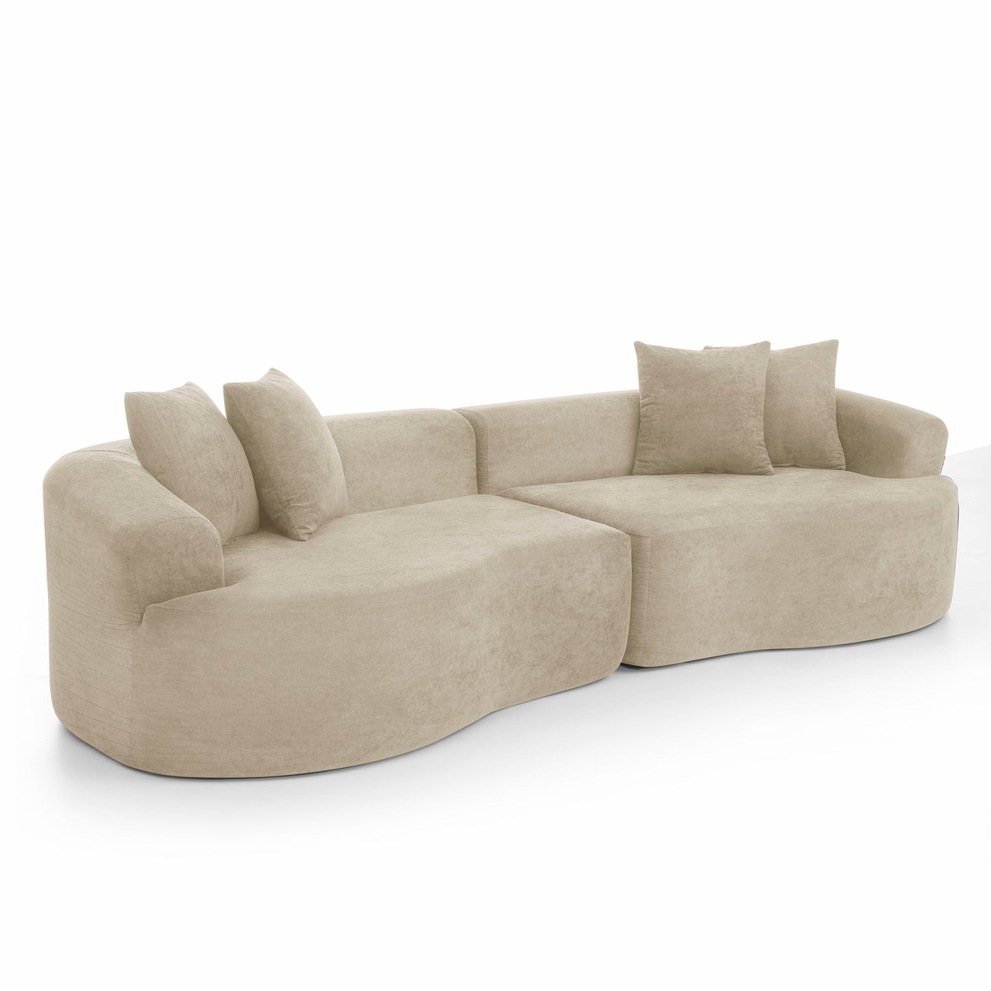 4 Seater Curved Cloud Sectional Sofa beige fabric with plush cushions on Tampa Home & Garden Store