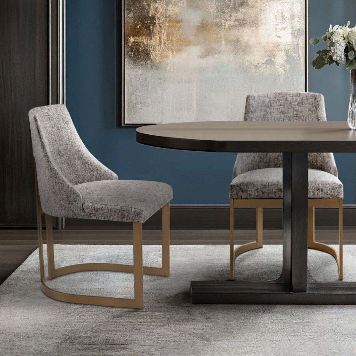 HouseOfZazla modern accent dining chairs with upholstered cushions beige or gray, 4-chair set on Tampa Home & Garden Store
