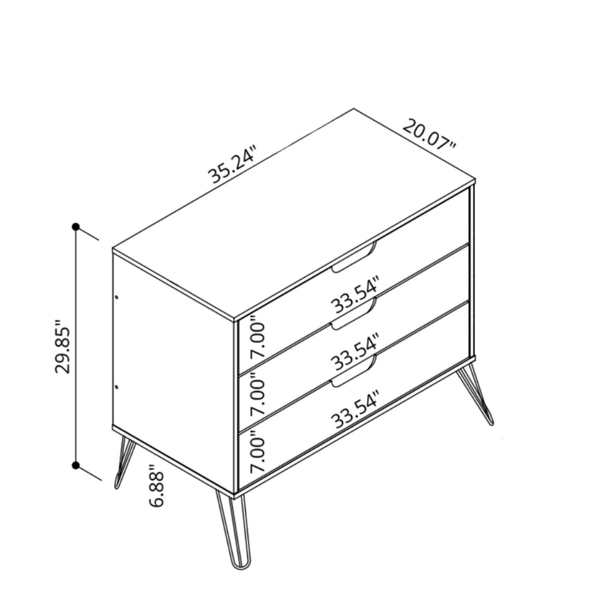 Rockefeller 3-Drawer Dresser with Splayed Legs by HouseOfZazla in multiple colors on Tampa Home & Garden Store