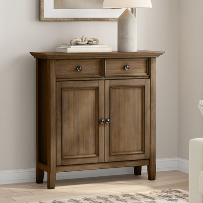 Amherst Storage Cabinet in dark wood with two small drawers, lamp on top by HouseOfZazla on Tampa Home & Garden Store