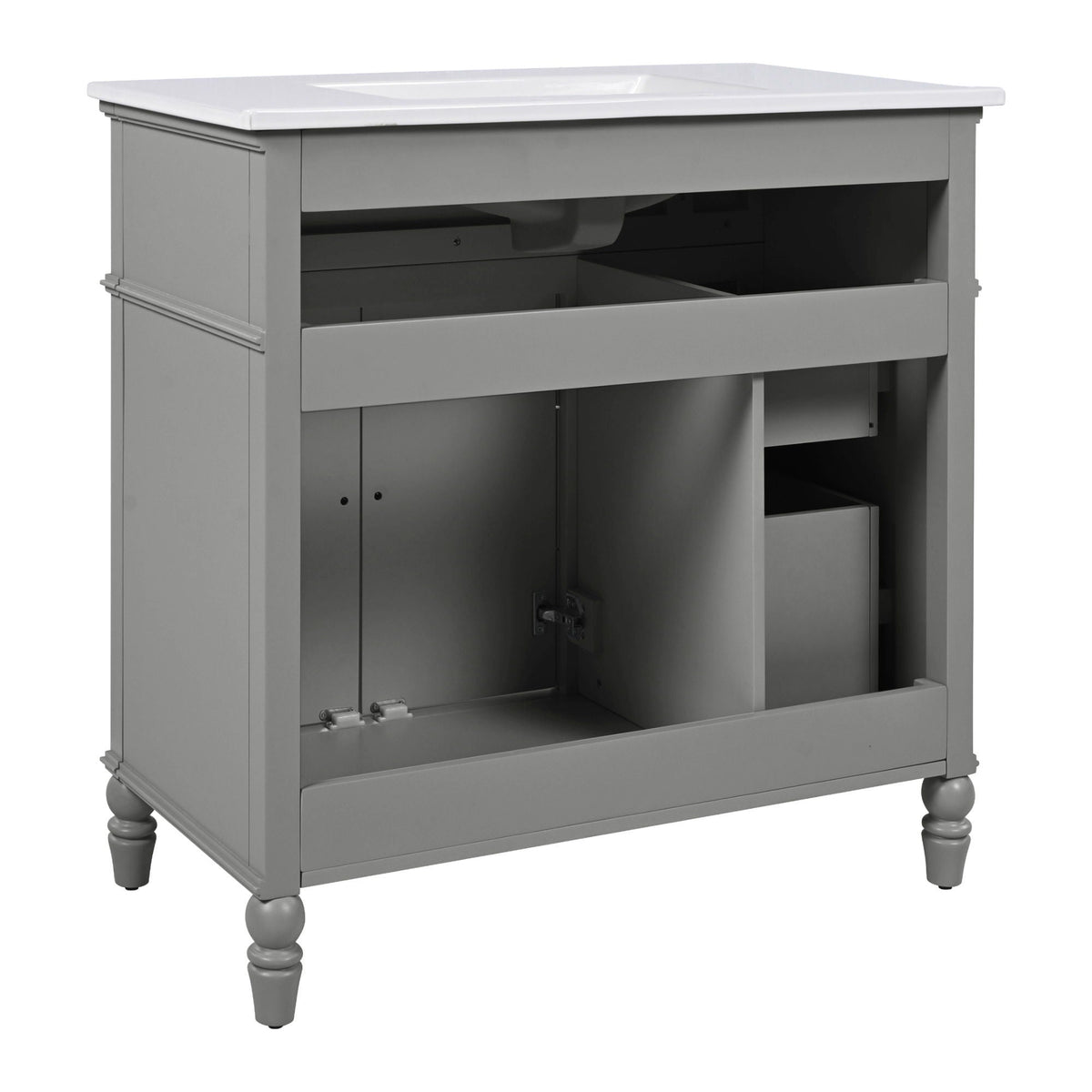 Bathroom vanity with sink and drawers gray solid wood cabinet with white countertop HouseOfZazla on Tampa Home & Garden Store