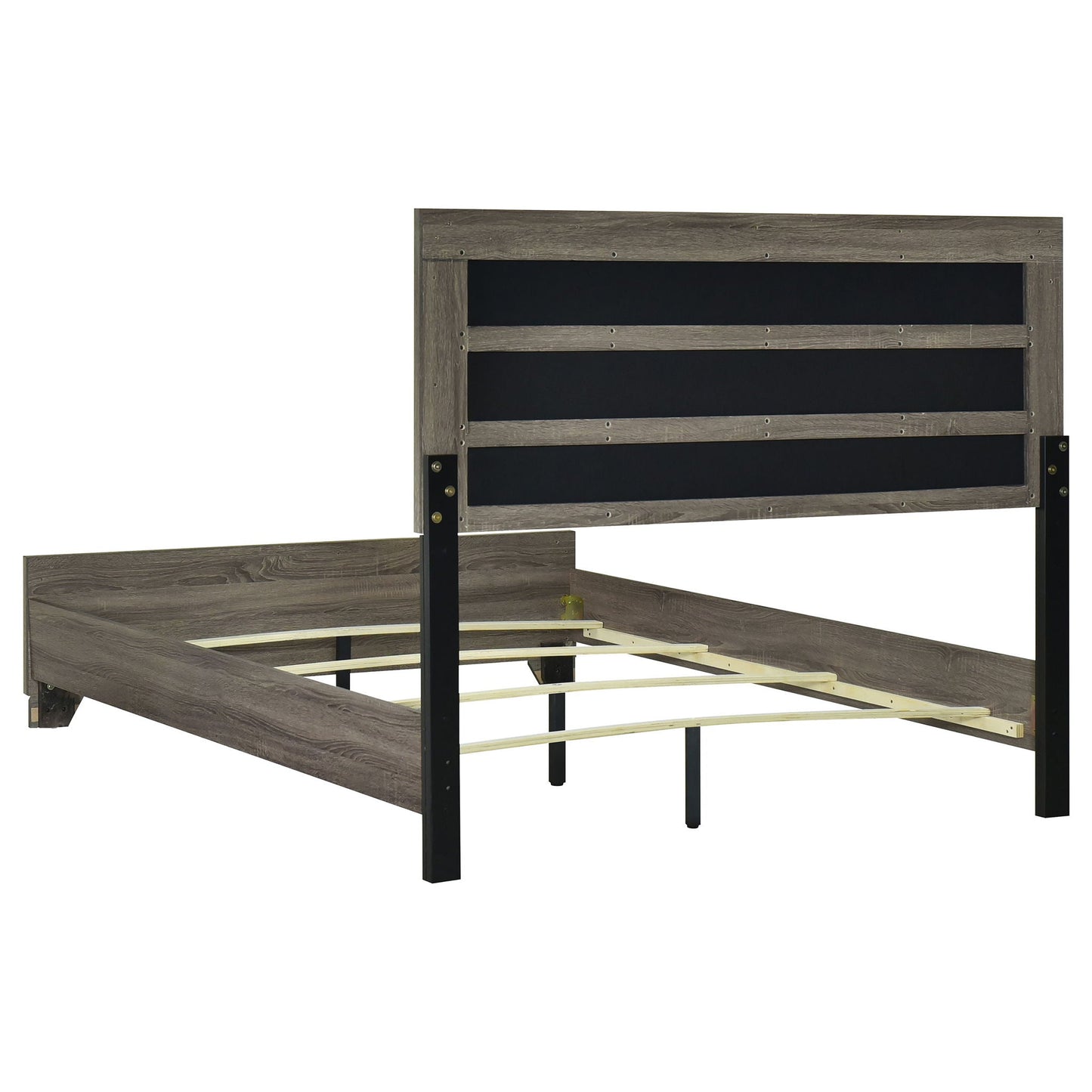 Funston Queen Bed With Headboard Brown Oak panel bed by HouseOfZazla on Tampa Home & Garden Store