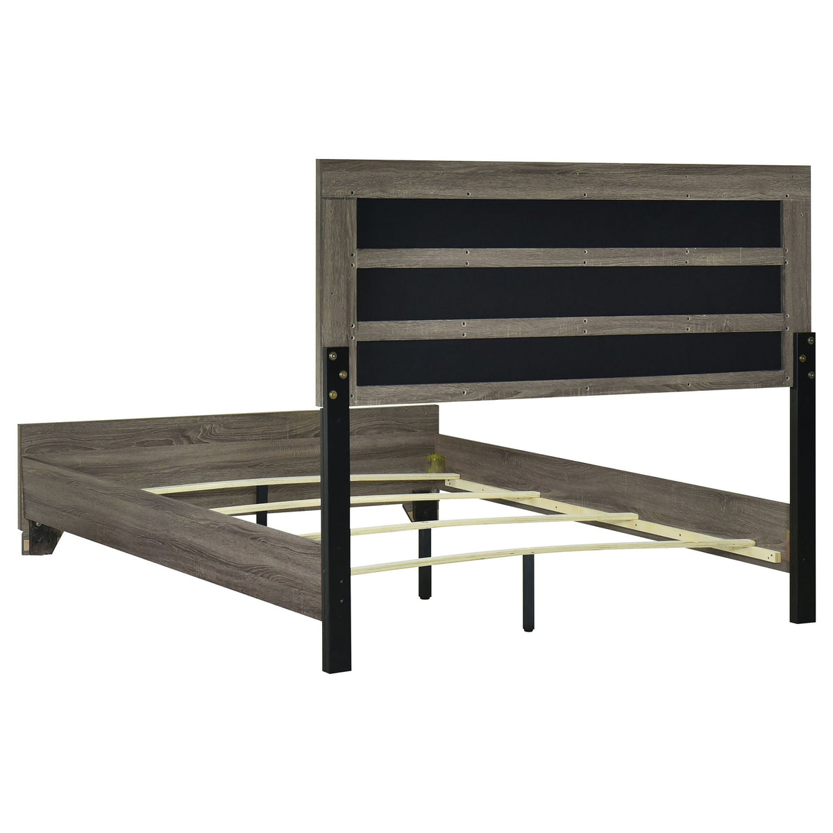 Funston Queen Bed With Headboard Brown Oak panel bed by HouseOfZazla on Tampa Home & Garden Store