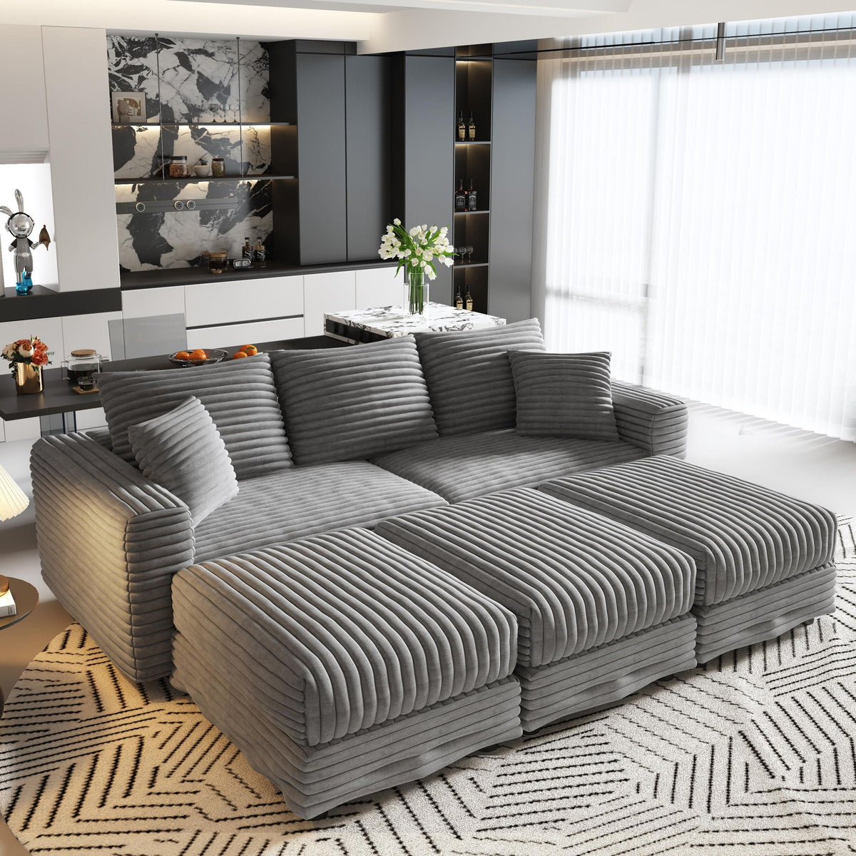 Convertible Sofa With Deep Seat and Pillows