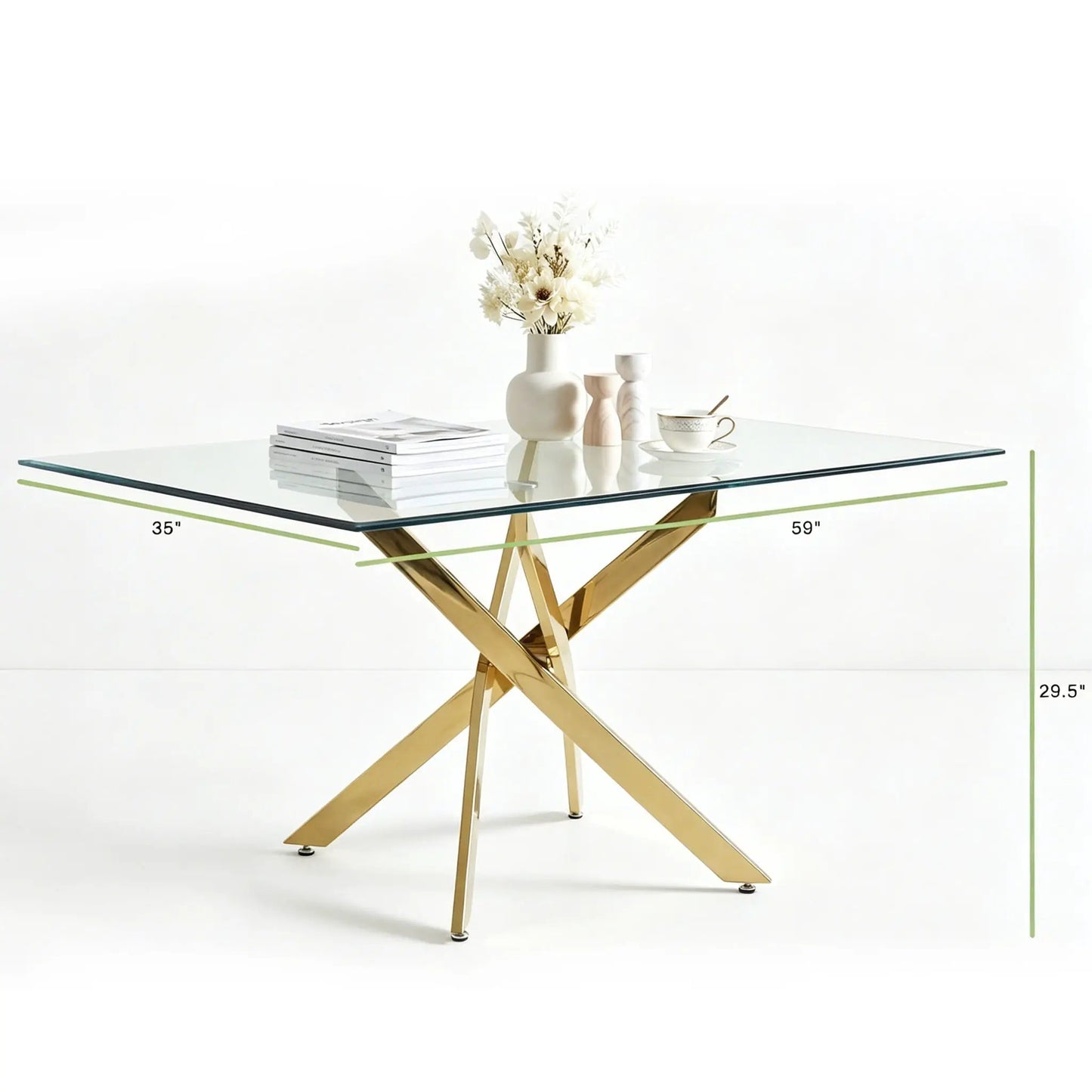 Modern Rectangular Dining Table with Metal Frame