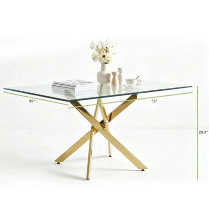 Modern Rectangular Dining Table with Metal Frame