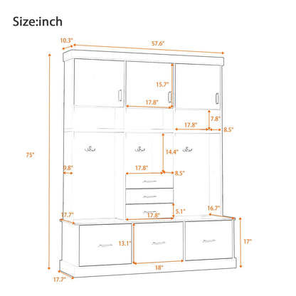 Entryway Hall Tree With Bench and Storage Unit