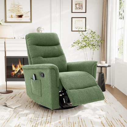 HouseOfZazla manual recliner chair in green fabric with side control and extended footrest on Tampa Home & Garden Store