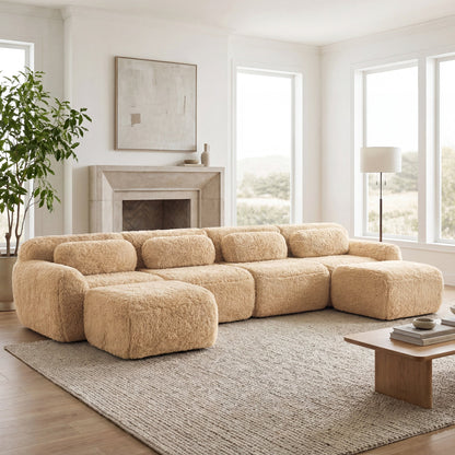 Contemporary Plush And U Shaped Boneless Sofa