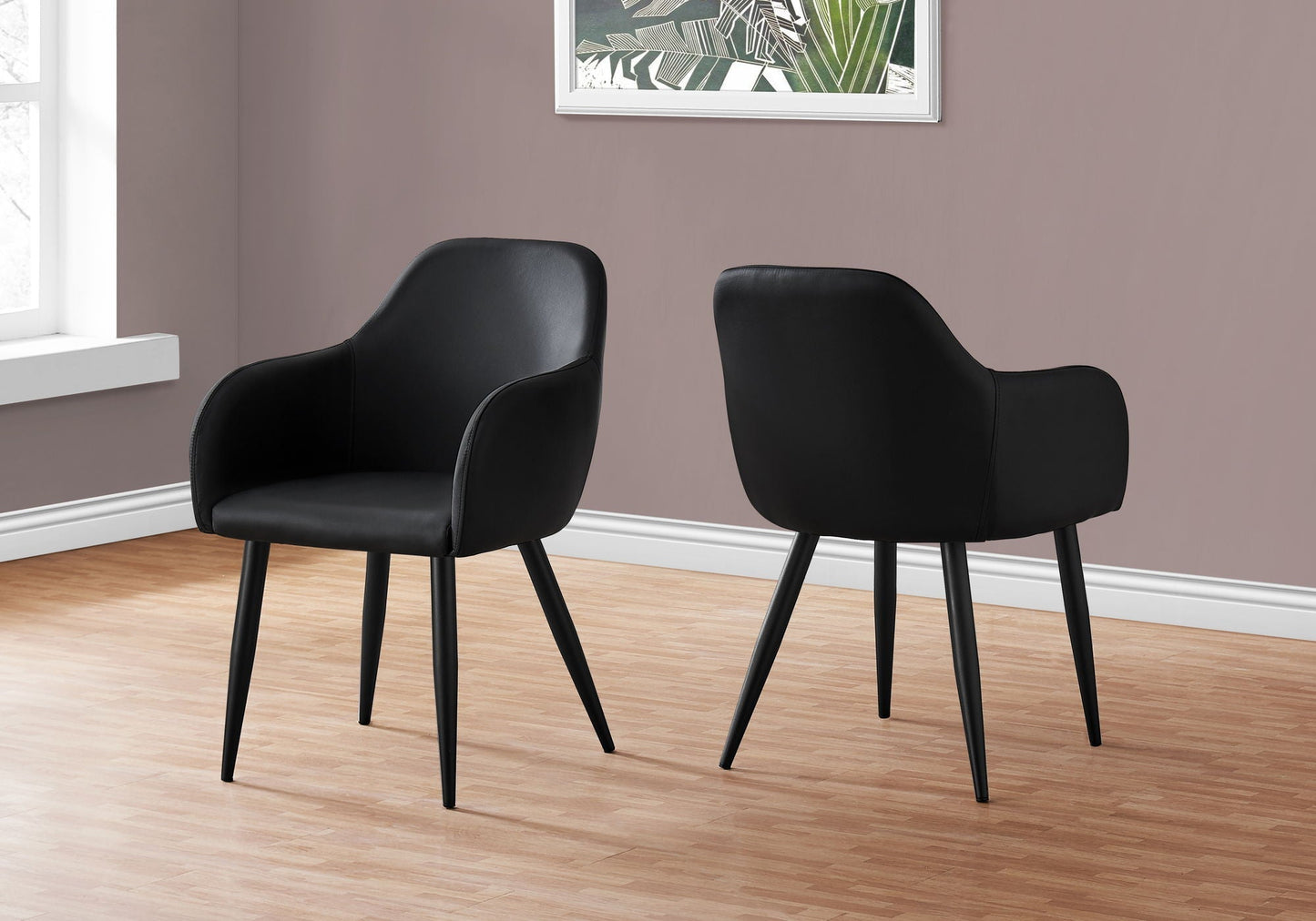 Set of 2 Upholstered Dining Chairs and Armrests