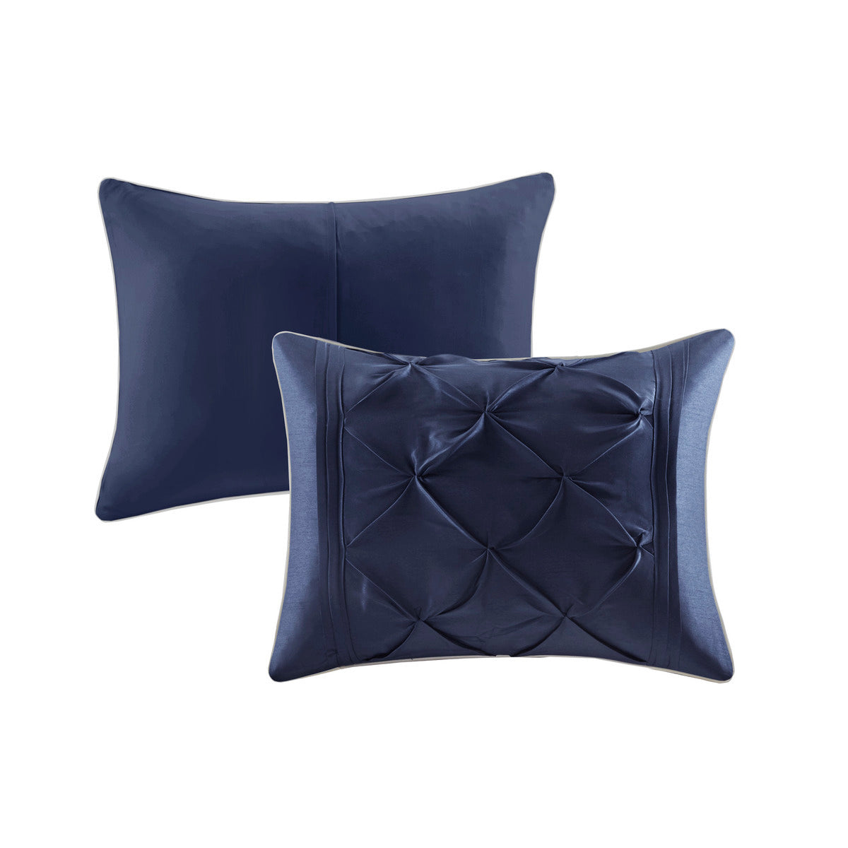 Navy Tufted 7 Piece Comforter and Cal King Set