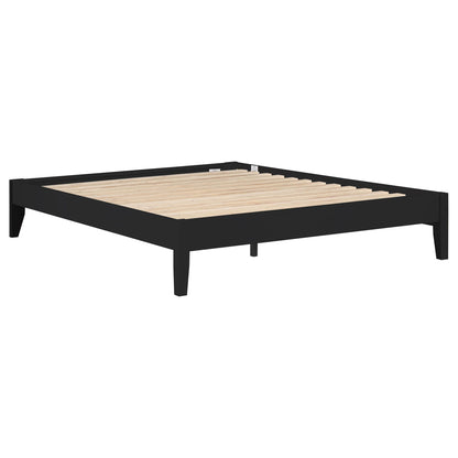 Ridgeview queen storage panel bed frame in black with low-profile design and wood slat base on Tampa Home & Garden Store