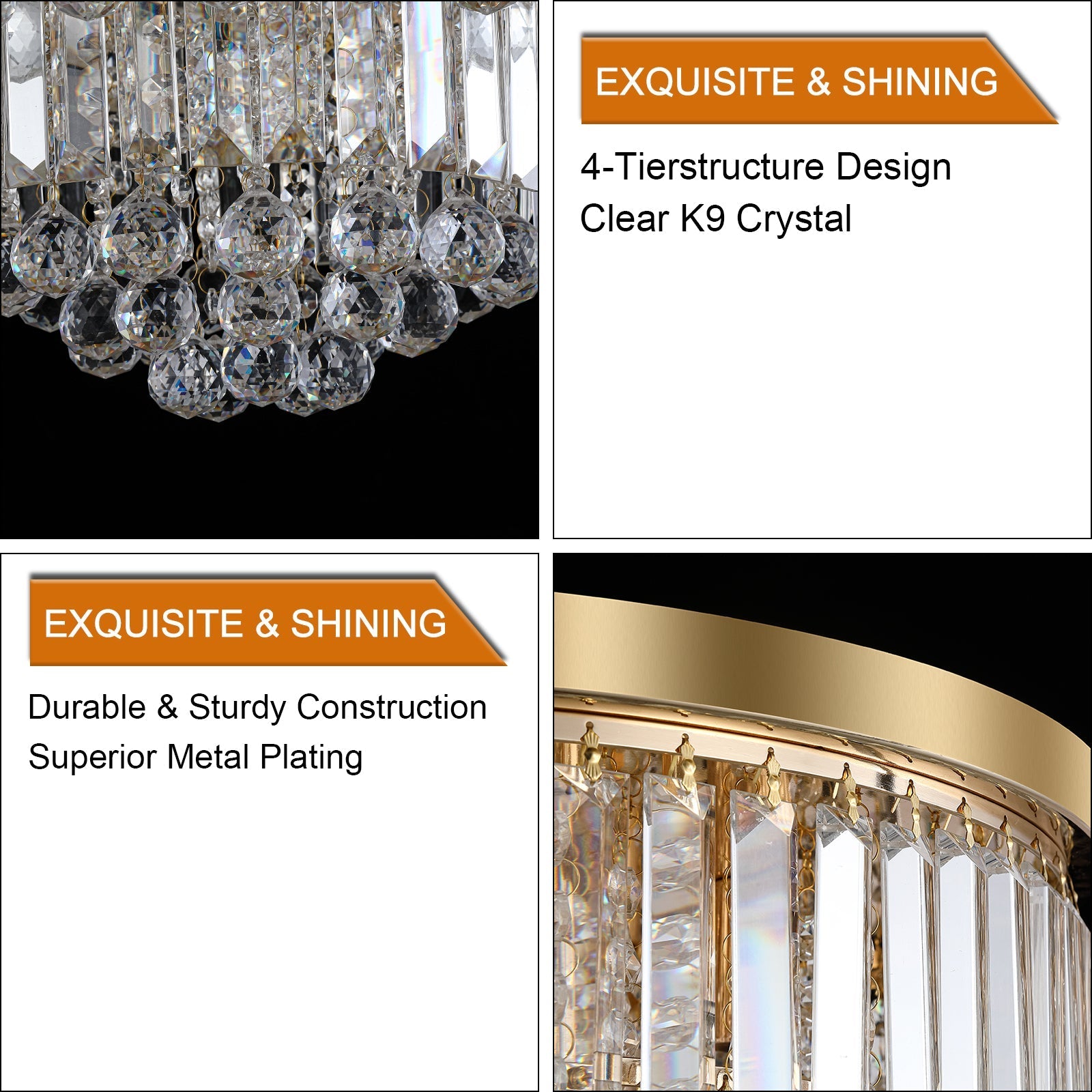 Gold Luxury Modern Style Crystal Ceiling Chandelier by HouseOfZazla on Tampa Home & Garden Store