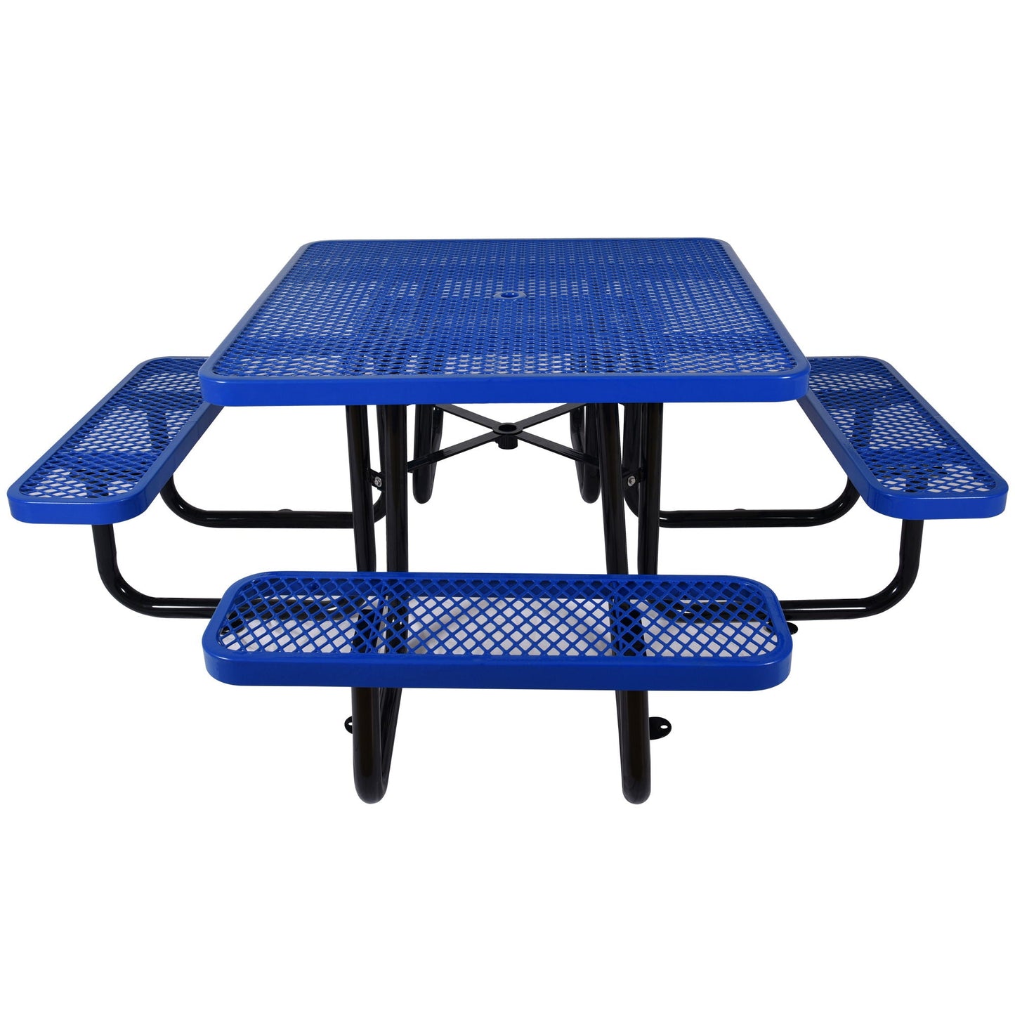 Square Outdoor Steel Picnic Table with Umbrella