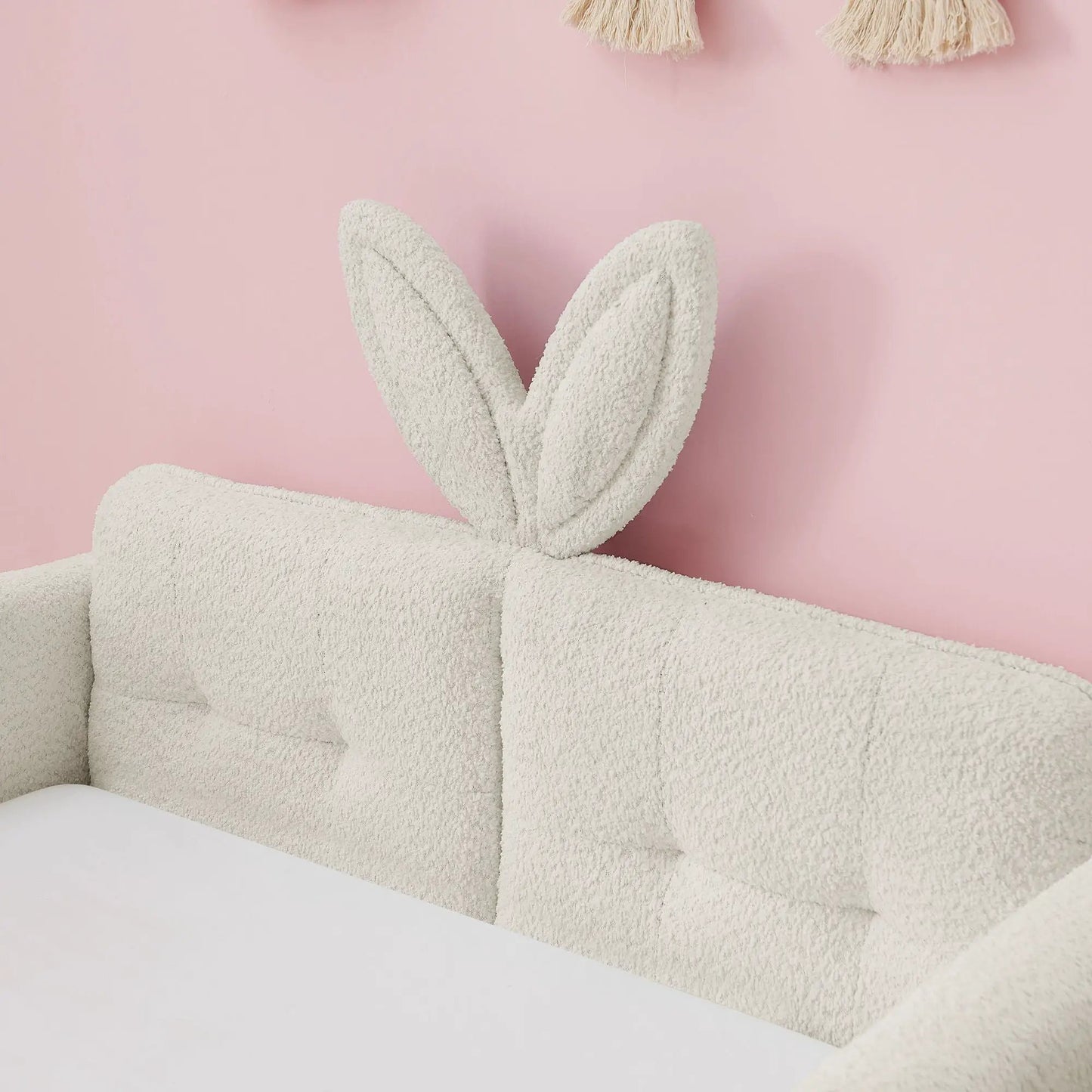 Cute Rabbit Ear Upholstered Platform Bed With Safety Rail boucle by Unique Piece Furniture on Tampa Home & Garden Store